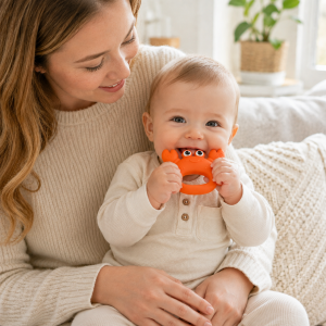 SILIVEX Crab Silicone Baby Teether – Easy-Grip Ocean Teething Toy