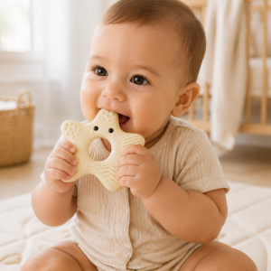 SILIVEX Starfish Silicone Baby Teether with Easy-Grip Center Hole