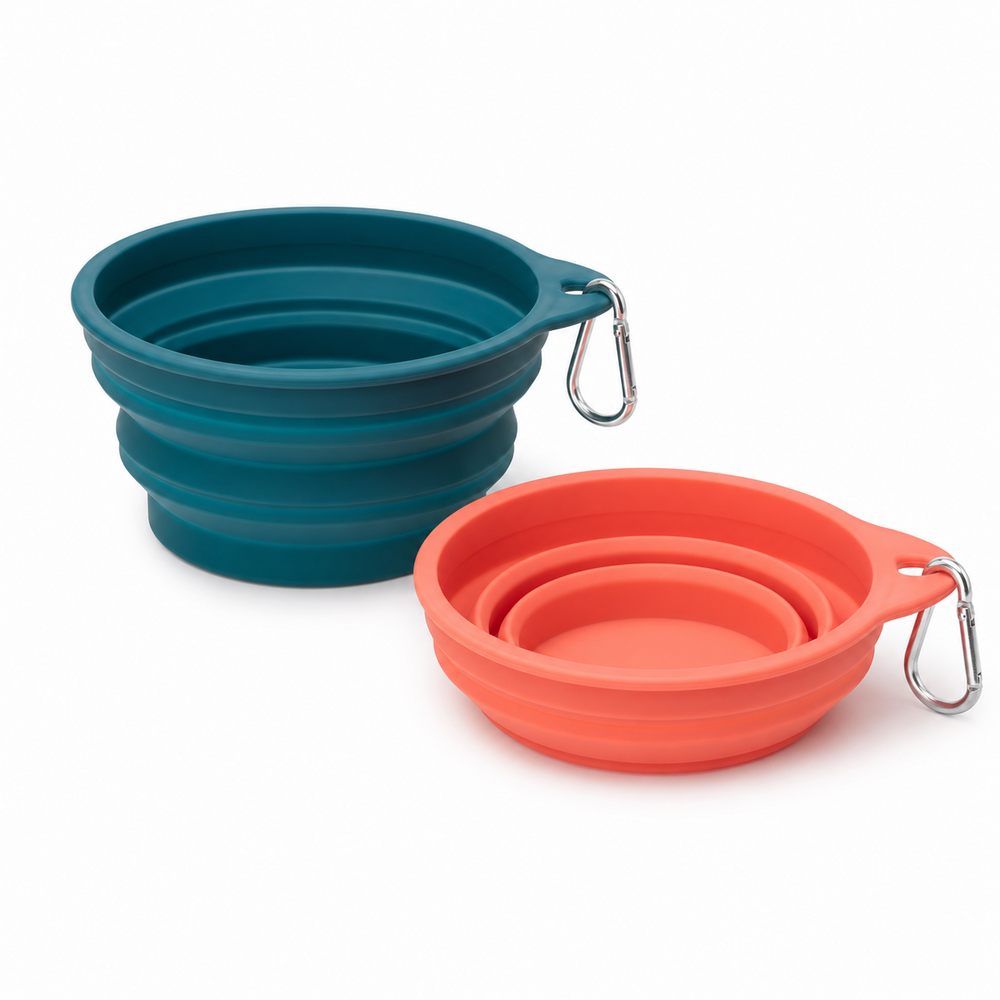 Collapsible Silicone Travel Pet Bowl Set