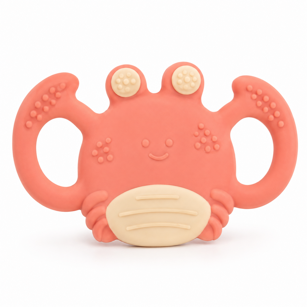 Crab-shaped silicone baby teether